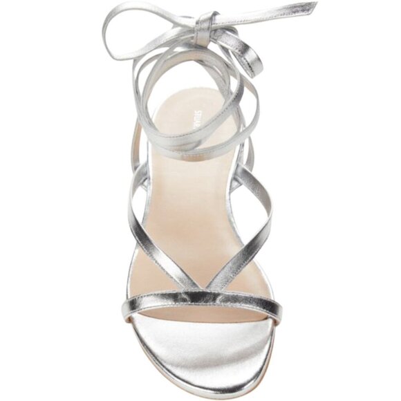 Stuart Weitzman Anita Metallic Leather Ankle Strap Flat Sandals Women's 7 NWOB - Picture 4 of 16